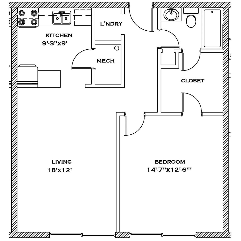 One Bedroom Floorplan